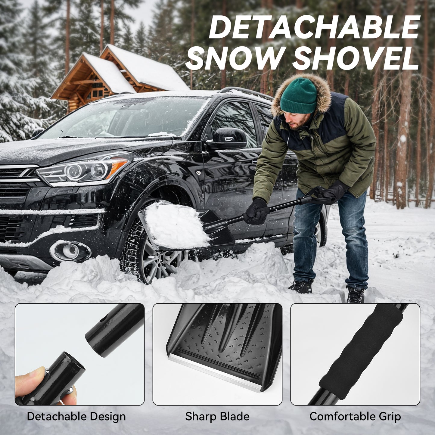 Car Emergency Kit with Portable Air Compressor, Winter Car Safety Roadside Assist Kit, Emergency Car Kit for Cars, Trucks