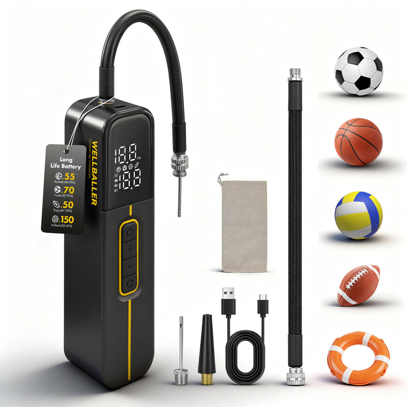 3.7V Portable Electric Ball Pump - Digital Pressure for Basketball, Soccer, Volleyball and Rugby
