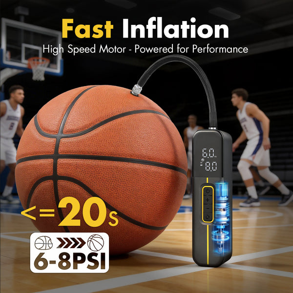 Professional car emergency tool and roadside safety accessory - 3.7V Portable Electric Ball Pump - Digital Pressure for Basketball, Soccer, Volleyball and Rugby