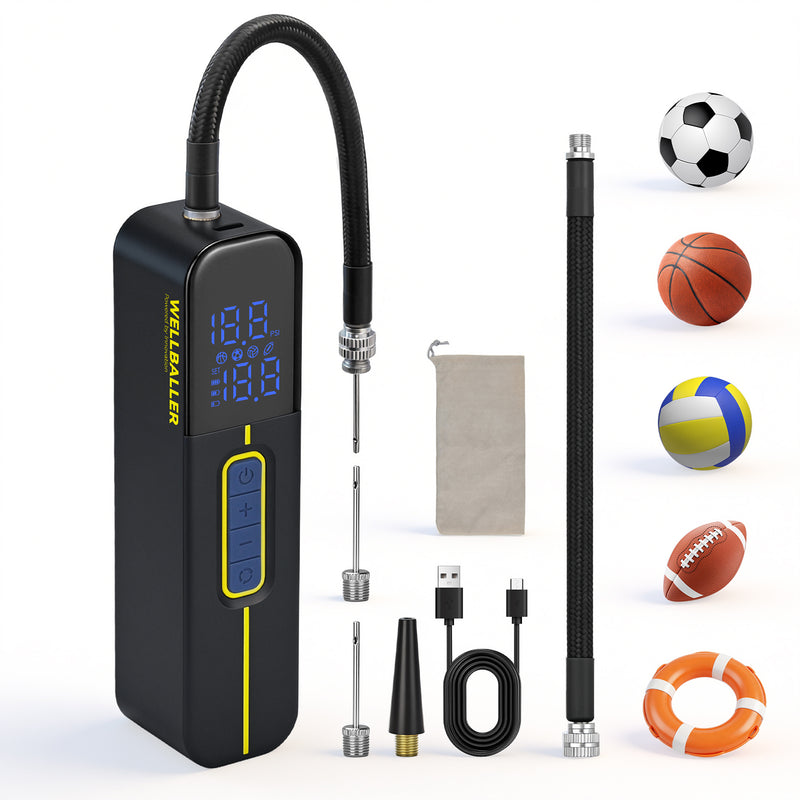 3.7V Portable Electric Ball Pump - Digital Pressure for Basketball, Soccer, Volleyball and Rugby-Blue
