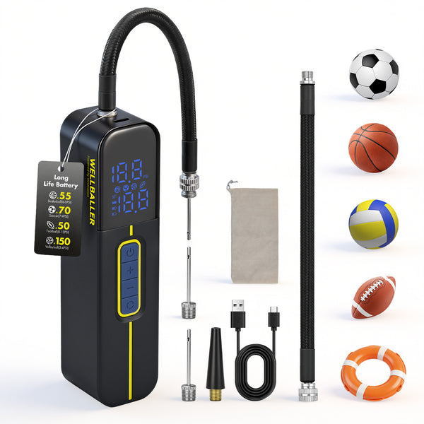 3.7V Portable Electric Ball Pump - Digital Pressure for Basketball, Soccer, Volleyball and Rugby-Blue