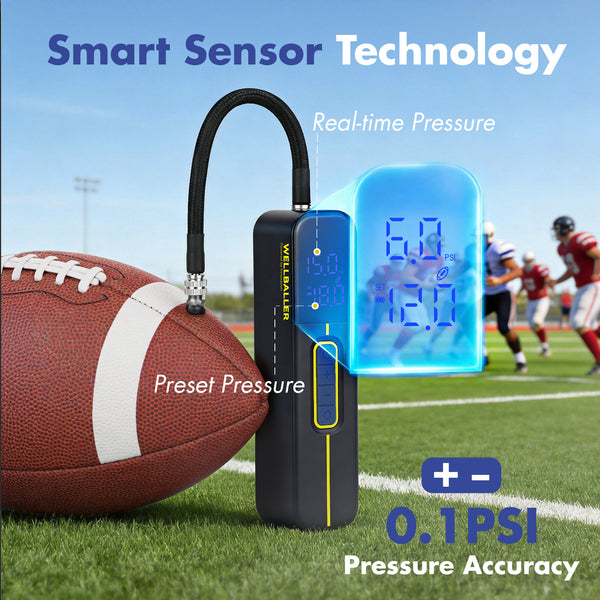 3.7V Portable Electric Ball Pump - Digital Pressure for Basketball, Soccer, Volleyball and Rugby-Blue
