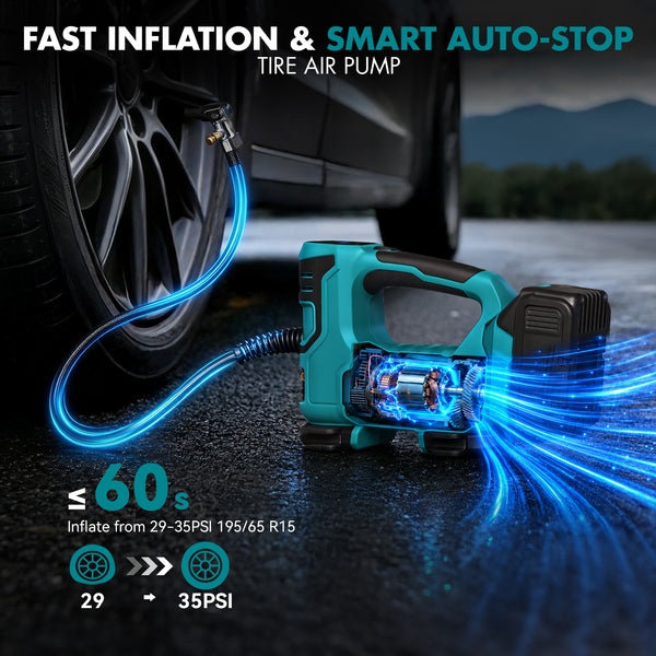 Dual Power Tire Inflator Fit for Makita Battery-Blue