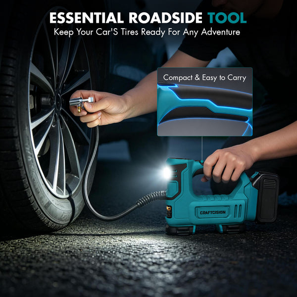 Dual Power Tire Inflator Fit for Makita Battery-Blue