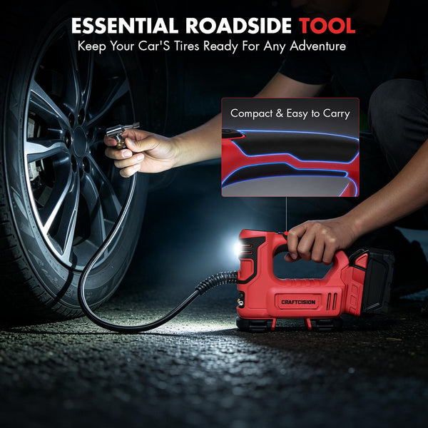 Dual Power Tire Inflator Fit for Milwaukee Battery-Red
