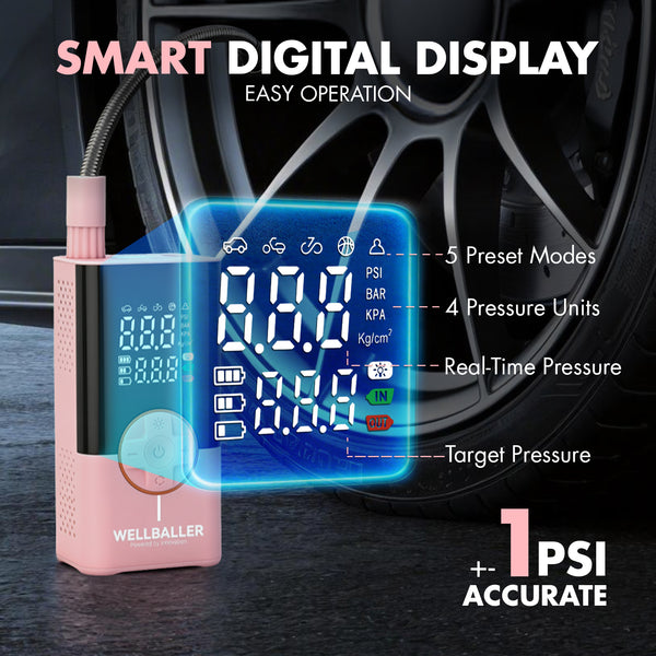 7.4V Tire Inflator Portable Air Compressor-Pink