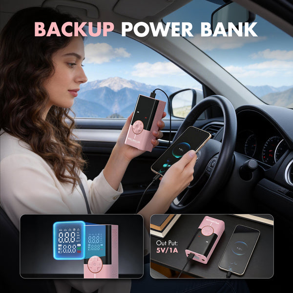 7.4V Tire Inflator Portable Air Compressor-Pink