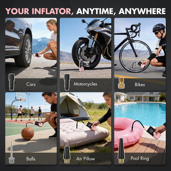 7.4V Tire Inflator Portable Air Compressor-Pink