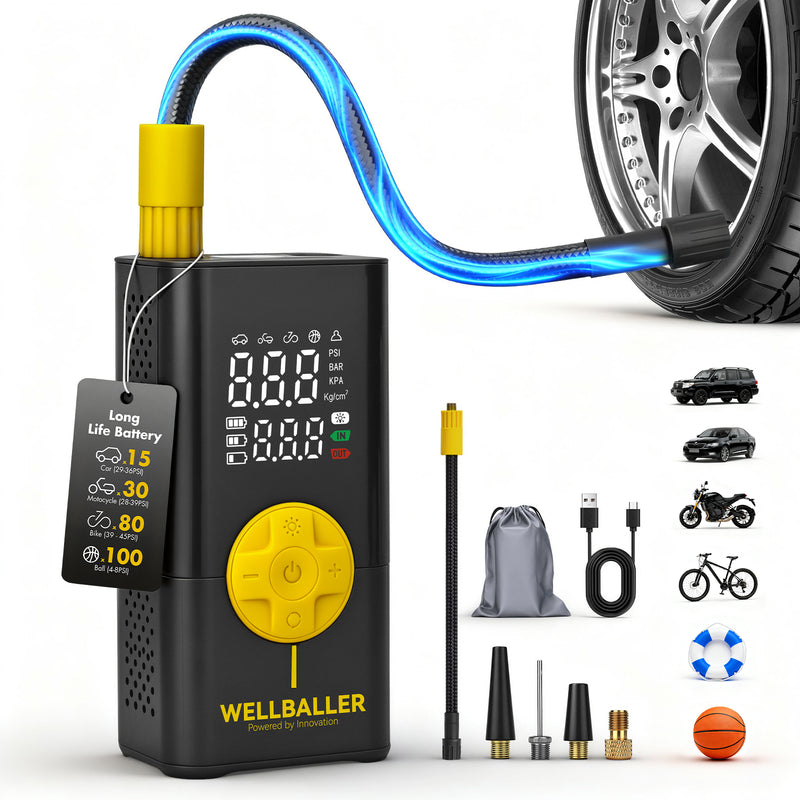 7.4V Tire Inflator Portable Air Compressor-Black