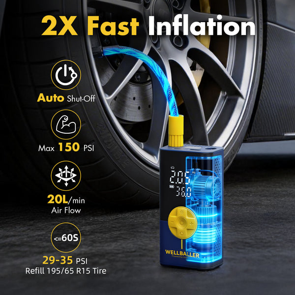 7.4V Tire Inflator Portable Air Compressor-Blue