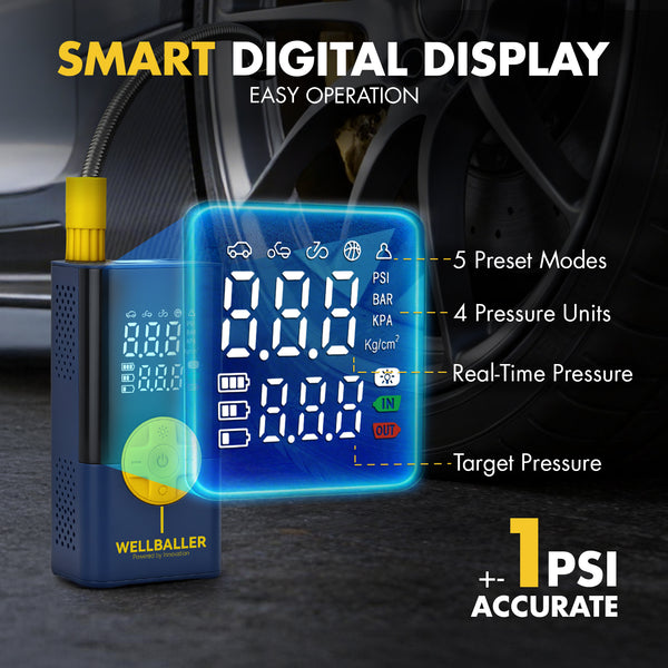 7.4V Tire Inflator Portable Air Compressor-Blue