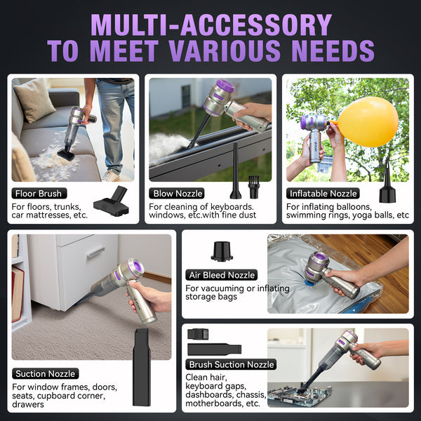 Professional car emergency tool and roadside safety accessory - Vcan Active 4-in-1 Handheld Vacuum, Brushless Motor, 22000PA
