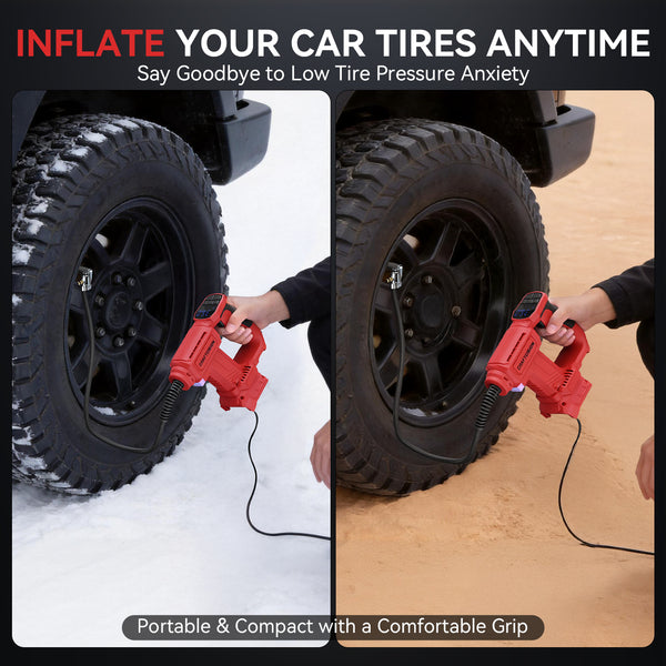 Dual Power Tire Inflator Fit for Milwaukee Battery-Red