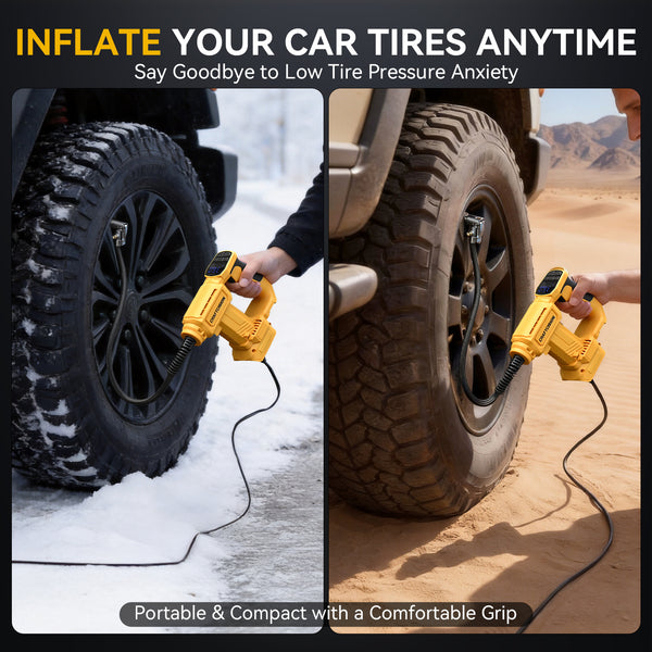 Dual Power Tire Inflator Fit for Dewalt Battery-Yellow