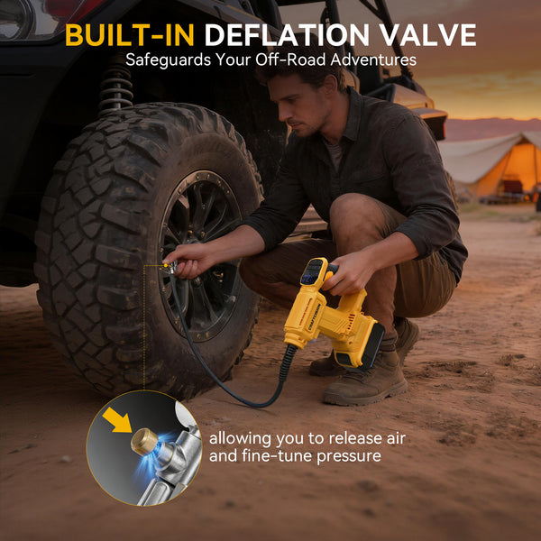 Dual Power Tire Inflator Fit for Dewalt Battery-Yellow