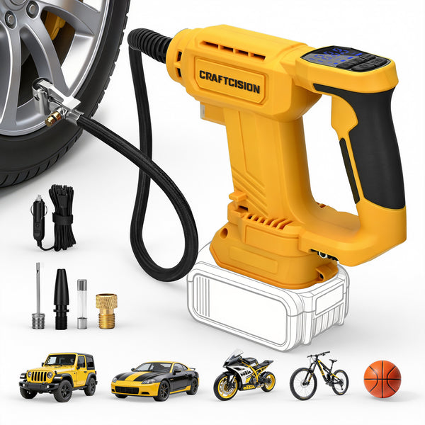 Dual Power Tire Inflator Fit for Dewalt Battery-Yellow