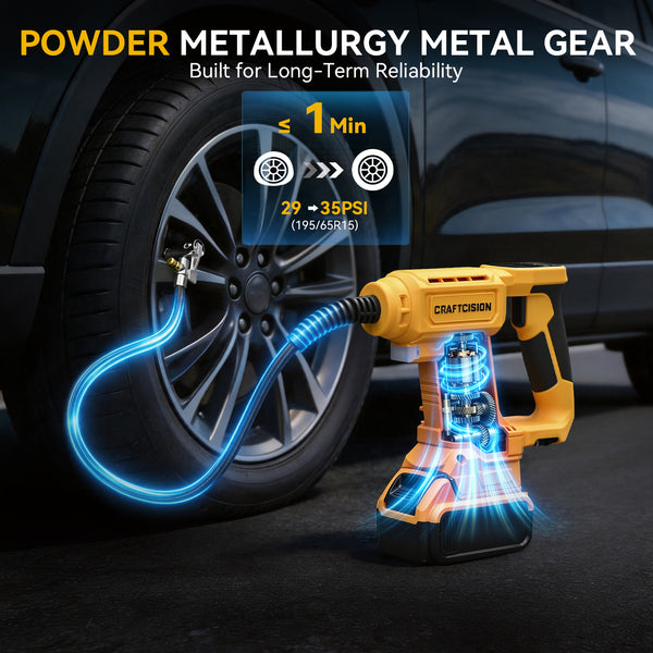 Dual Power Tire Inflator Fit for Dewalt Battery-Yellow