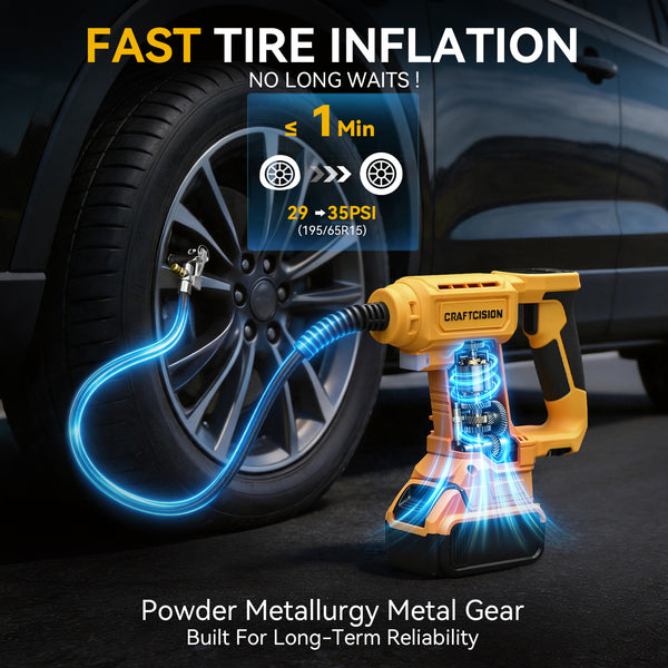 Dual Power Tire Inflator Fit for Dewalt Battery-Yellow