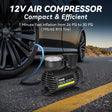 Portable air compressor tire inflator with digital pressure gauge and multiple nozzle attachments. - Vcanenergy 43pcs Premium Car Roadside Emergency Kit - Classic Roadside Safety Set