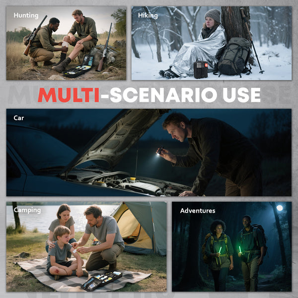 Professional car emergency tool and roadside safety accessory - 242 Pcs Tactical Survival Kit with Molle Pouch - Emergency Camping Gear