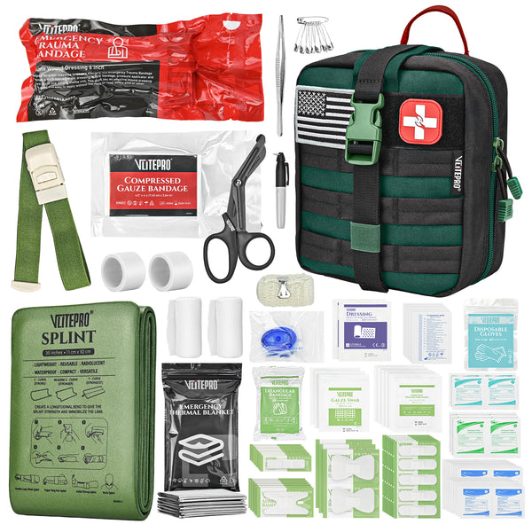 137 Pcs Advanced Survival Kit with Trauma Supplies - Outdoor Emergency Gear-Green