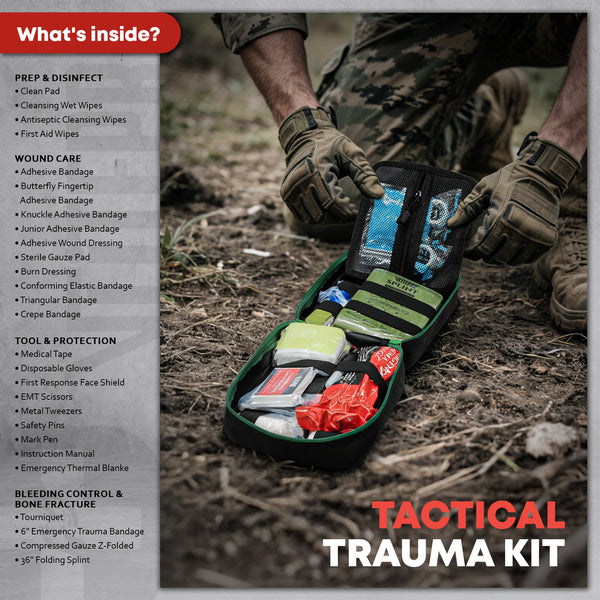 137 Pcs Advanced Survival Kit with Trauma Supplies - Outdoor Emergency Gear-Green