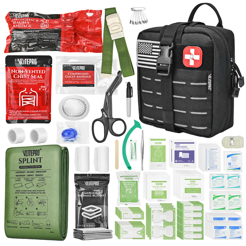144 Pcs Advanced Trauma Kit for Camping & Outdoors - Portable First Aid Kit