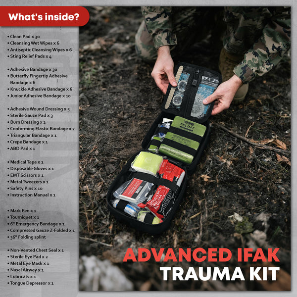 Professional car emergency tool and roadside safety accessory - 144 Pcs Advanced Trauma Kit for Camping & Outdoors - Portable First Aid Kit