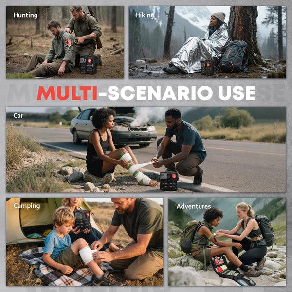 Emergency trauma kit and first aid bag designed for military and tactical medical response. - 144 Pcs Advanced Trauma Kit for Camping & Outdoors - Portable First Aid Kit
