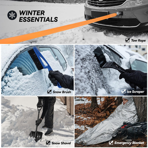 Professional car emergency tool and roadside safety accessory - Vcanenergy 86pcs Premium Roadside Energency Kit Winter Travel Kit