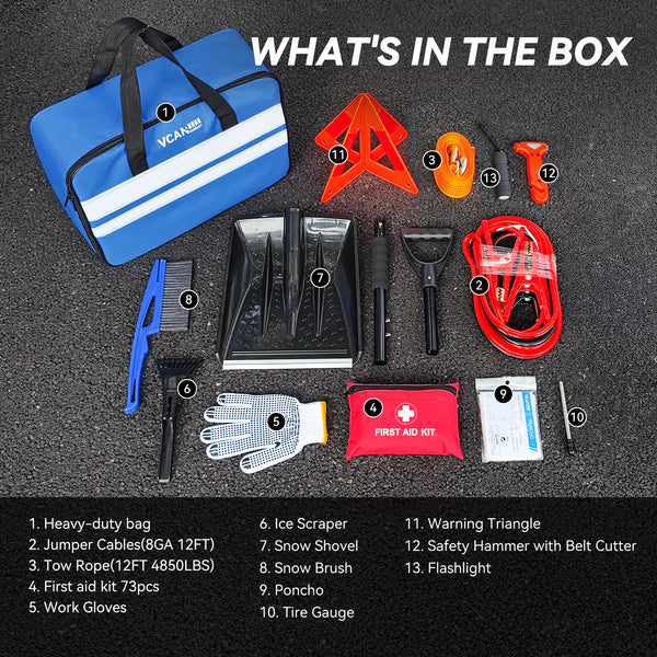 Heavy-duty digital torque wrench for precision automotive maintenance - view 4 - Vcanenergy 86pcs Premium Roadside Energency Kit Winter Travel Kit