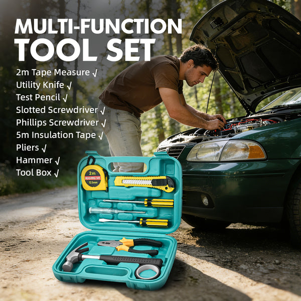 Vcanenergy Roadside Emergency Kit with Jumper Cables, First Aid Kits and Tool Set