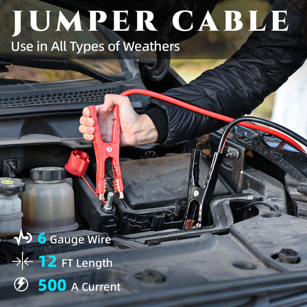 Vcanenergy Roadside Emergency Kit with Jumper Cables, First Aid Kits and Tool Set
