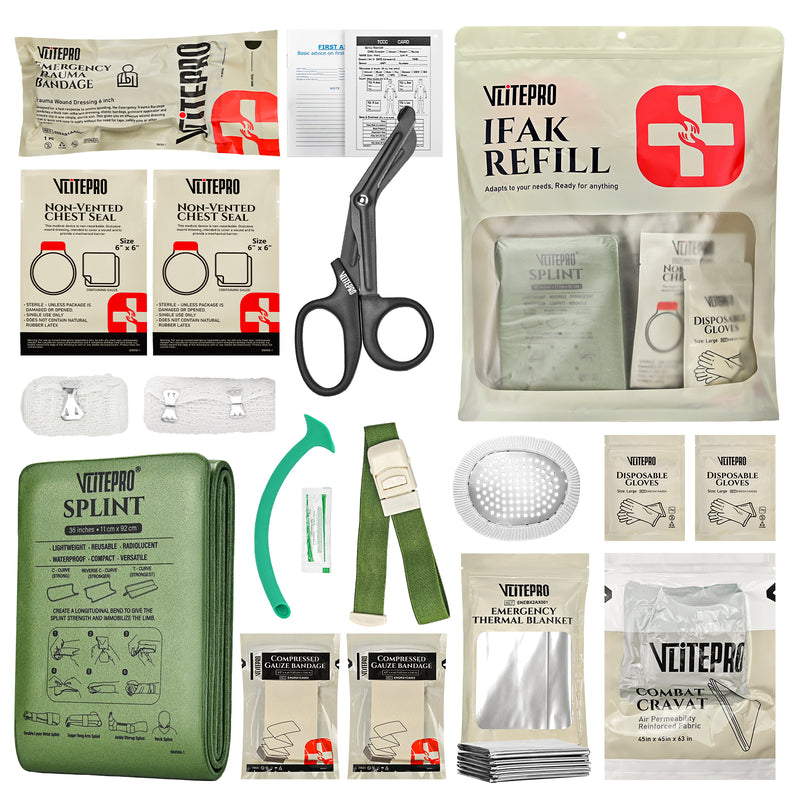 19 Pcs IFAK Trauma Kit Refill Supplies - Advanced Emergency Medical Pack