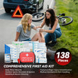 Professional car emergency tool and roadside safety accessory - 170 Pcs Premium Car Emergency Kit with Jumper Cables， First Aid & Tire Inflator