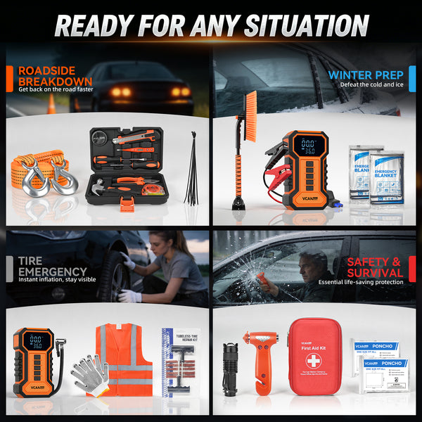 Vcanenergy Heavy Duty Jump Starter All in One Roadside Kit