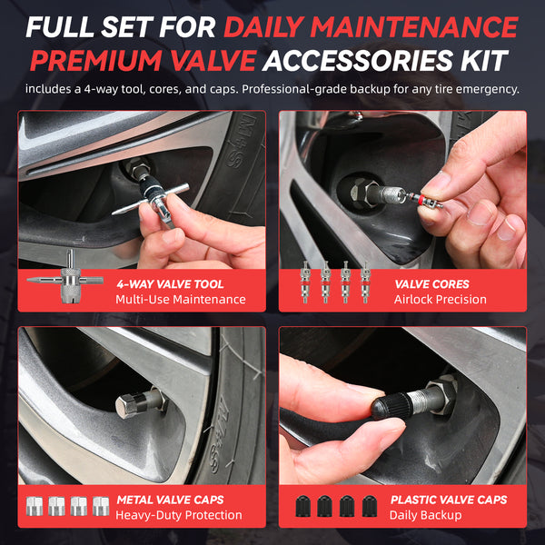 Vcanenergy Dual Power Tire Inflator Repair Kit (RED)