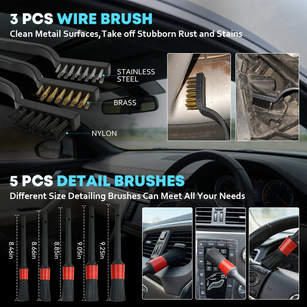 Professional car emergency tool and roadside safety accessory - 10000PA Car Vacuum & Detailing Wash Kit - Interior Cleaning Set