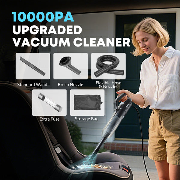 Professional car emergency tool and roadside safety accessory - 10000PA Car Vacuum Cleaner & Cleaning Kit - Portable Interior Detailer