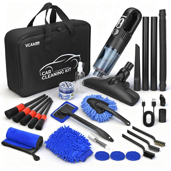 Vcanenergy 8000PA Car Vacuum Cleaner & 25 Pcs Detailing Kit - All-in-One Interior Care