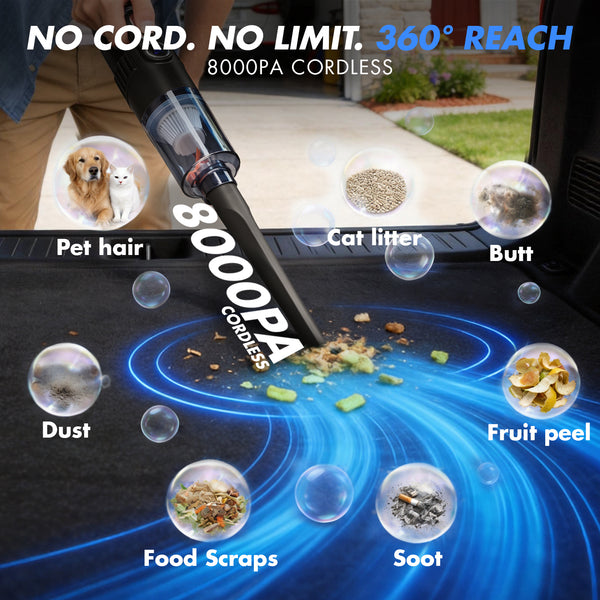 Vcanenergy 8000PA Car Vacuum Cleaner & 25 Pcs Detailing Kit - All-in-One Interior Care