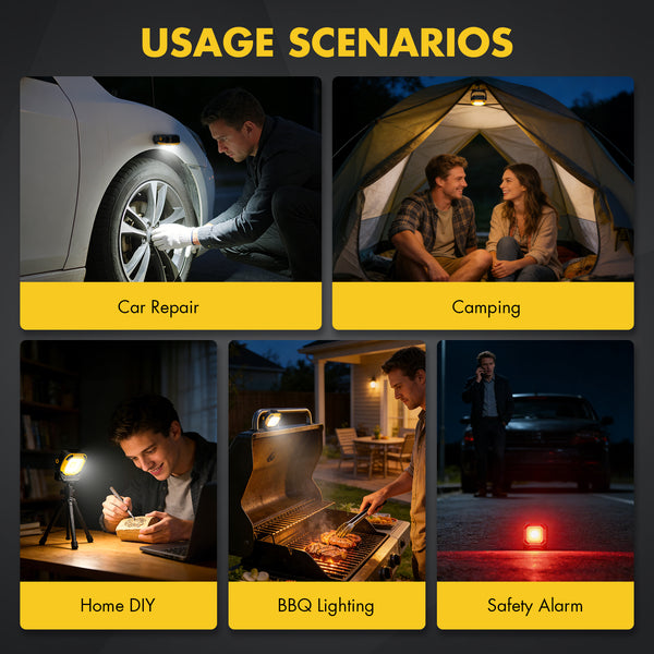 6-inch emergency trauma compressed bandage for medical and tactical wound care. - Rechargeable Magnetic LED Work Light (Yellow) - Portable COB Inspection Lamp
