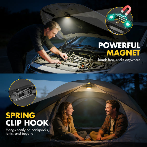 Handheld digital tire pressure gauge and portable inflator pump - view 7 - Rechargeable Magnetic LED Work Light (Yellow) - Portable COB Inspection Lamp