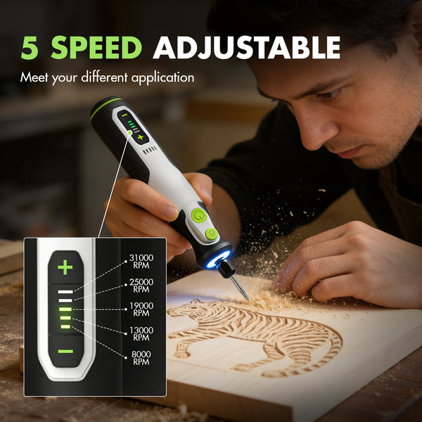 Professional car emergency tool and roadside safety accessory - Cordless Rotary Tool Kit - 8000-31000RPM Variable Speed Grinder