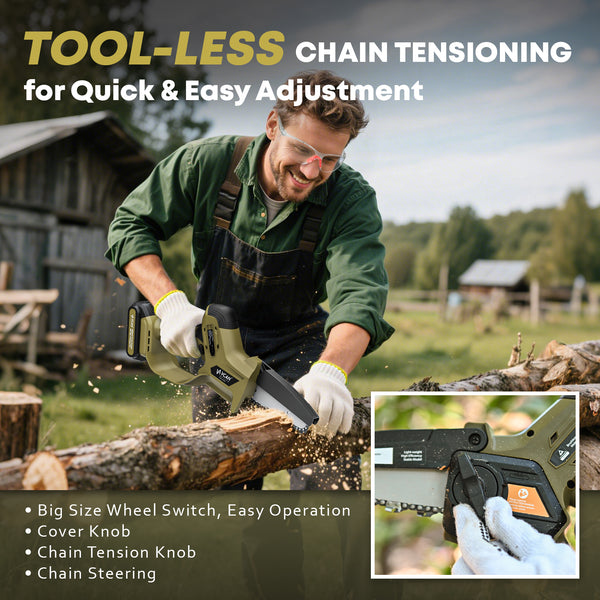 Complete car safety roadside emergency kit with comprehensive tools - 21V Cordless 5" Mini Chainsaw - 2 Battery Pack for Tree Pruning
