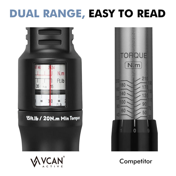 Digital torque wrench showing precise measurement on a backlit LCD - 1/2" Drive Click Torque Wrench (20-230 N.M) - Professional Automotive Tool