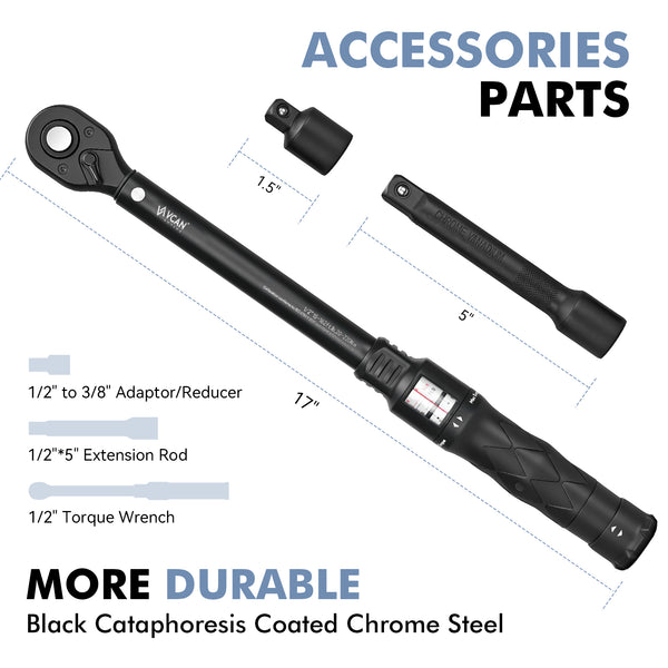 Digital torque wrench adapter for precision mechanical and automotive applications. - 1/2" Drive Click Torque Wrench (20-230 N.M) - Professional Automotive Tool