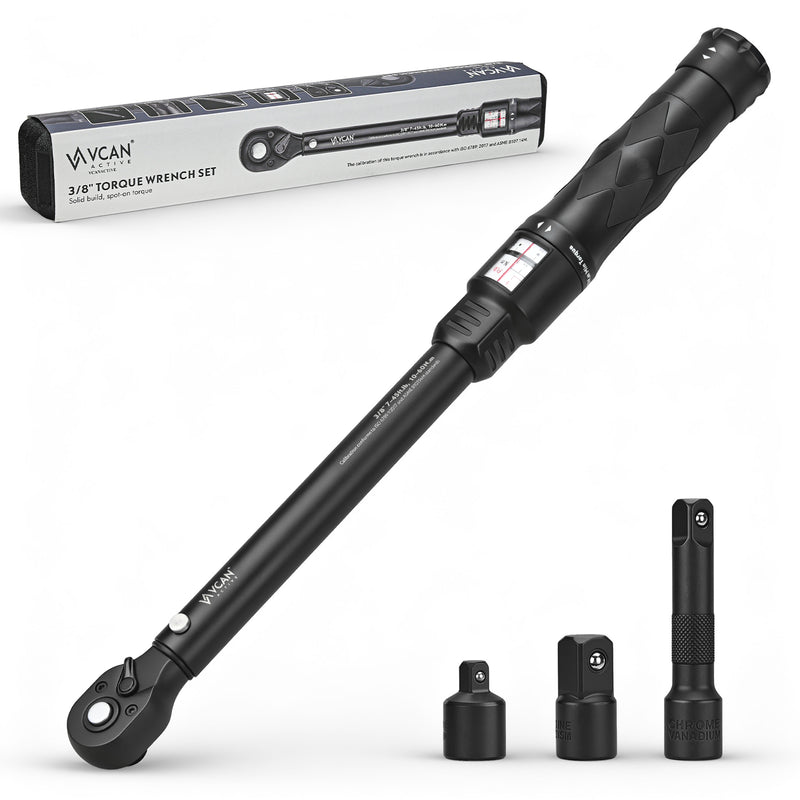 3/8" Drive Click Torque Wrench - 7.37-44.25 Ft.Lb / 10-60 N.M with Wrench Sockets