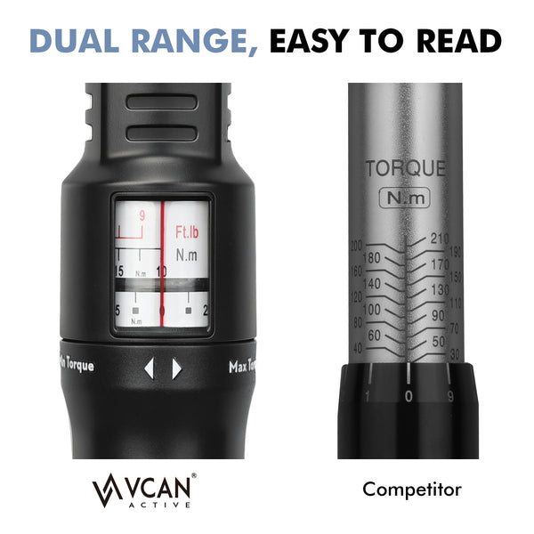 Digital torque wrench adapter for precision mechanical and automotive applications. - 3/8" Drive Click Torque Wrench - 7.37-44.25 Ft.Lb / 10-60 N.M with Wrench Sockets