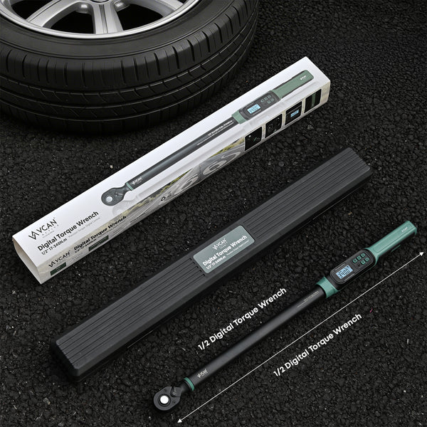 Digital torque wrench showing 10 preset torque values on its screen - 1/2" Digital Torque Wrench (12.5-250.7 Ft.Lb) - High Precision Electronic Tool